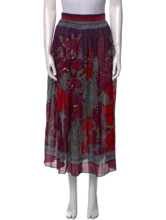 Gloria Sachs Floral Print Midi Length Skirt