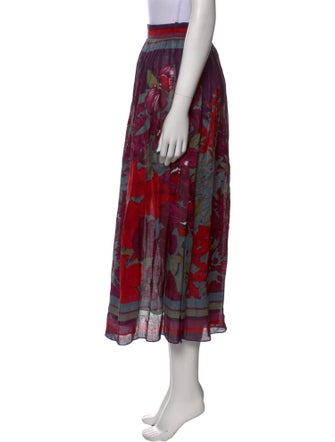 Gloria Sachs Floral Print Midi Length Skirt