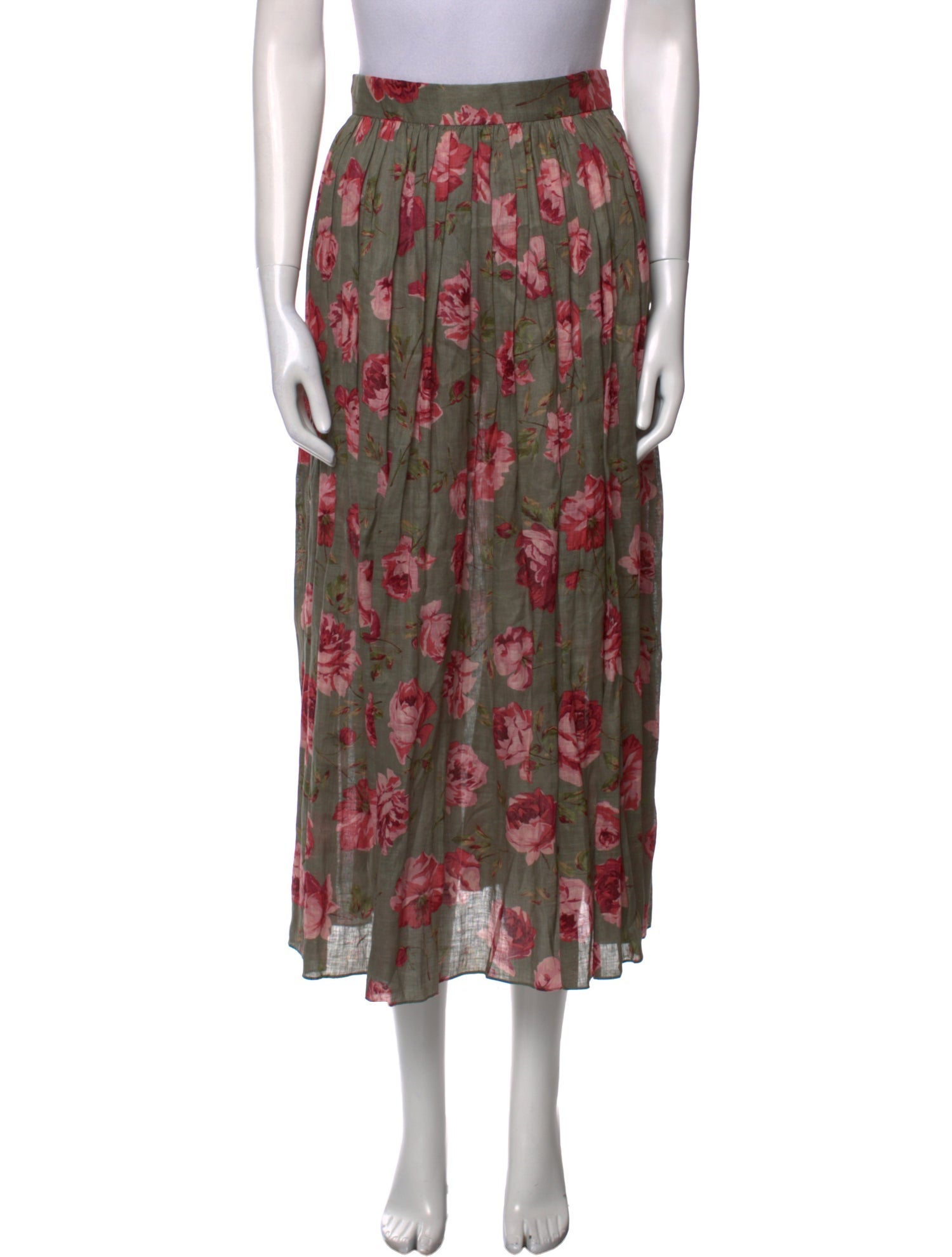 Gloria Sachs Floral Print Midi Length Skirt