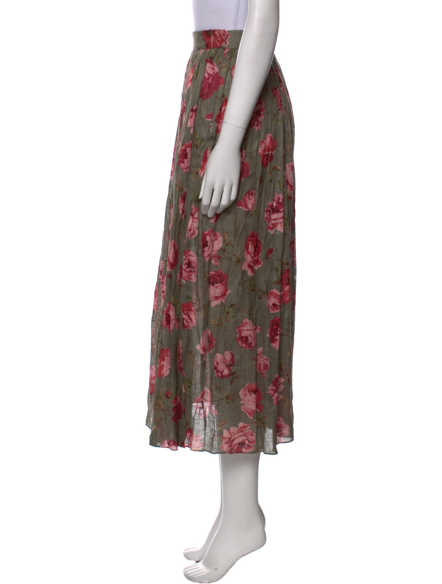 Gloria Sachs Floral Print Midi Length Skirt