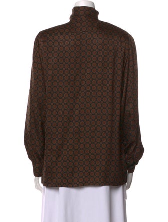 Gloria Sachs Printed Tie Neck Button-Up Top