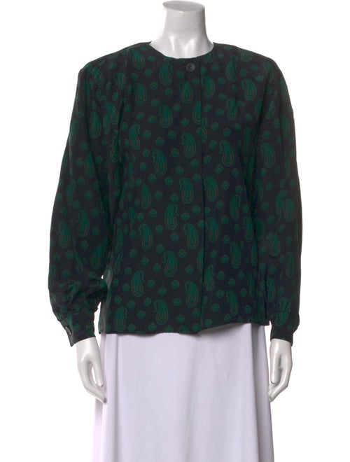 Gloria Sachs Paisley Print Crew Neck Blouse