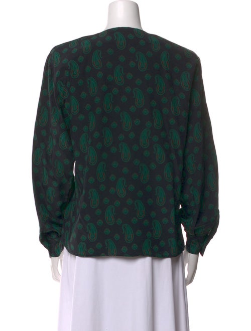 Gloria Sachs Paisley Print Crew Neck Blouse
