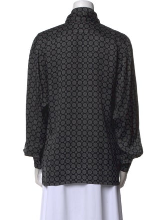 Gloria Sachs Printed Tie Neck Button-Up Top