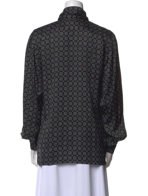 Gloria Sachs Printed Tie Neck Button-Up Top