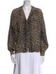 Gloria Sachs Animal Print V-Neck Blouse
