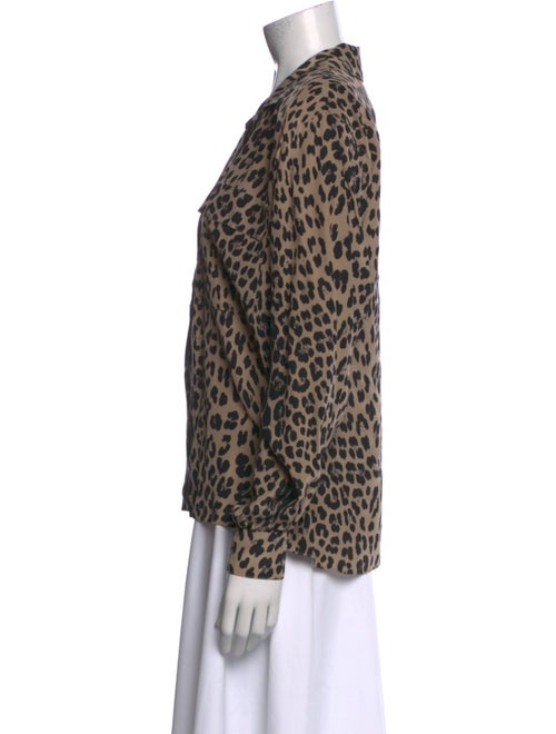 Gloria Sachs Animal Print V-Neck Blouse