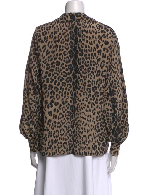 Gloria Sachs Animal Print V-Neck Blouse