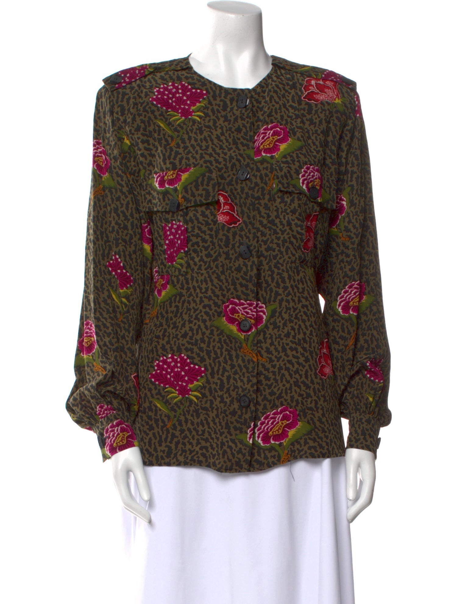 Gloria Sachs Floral Print Crew Neck Blouse
