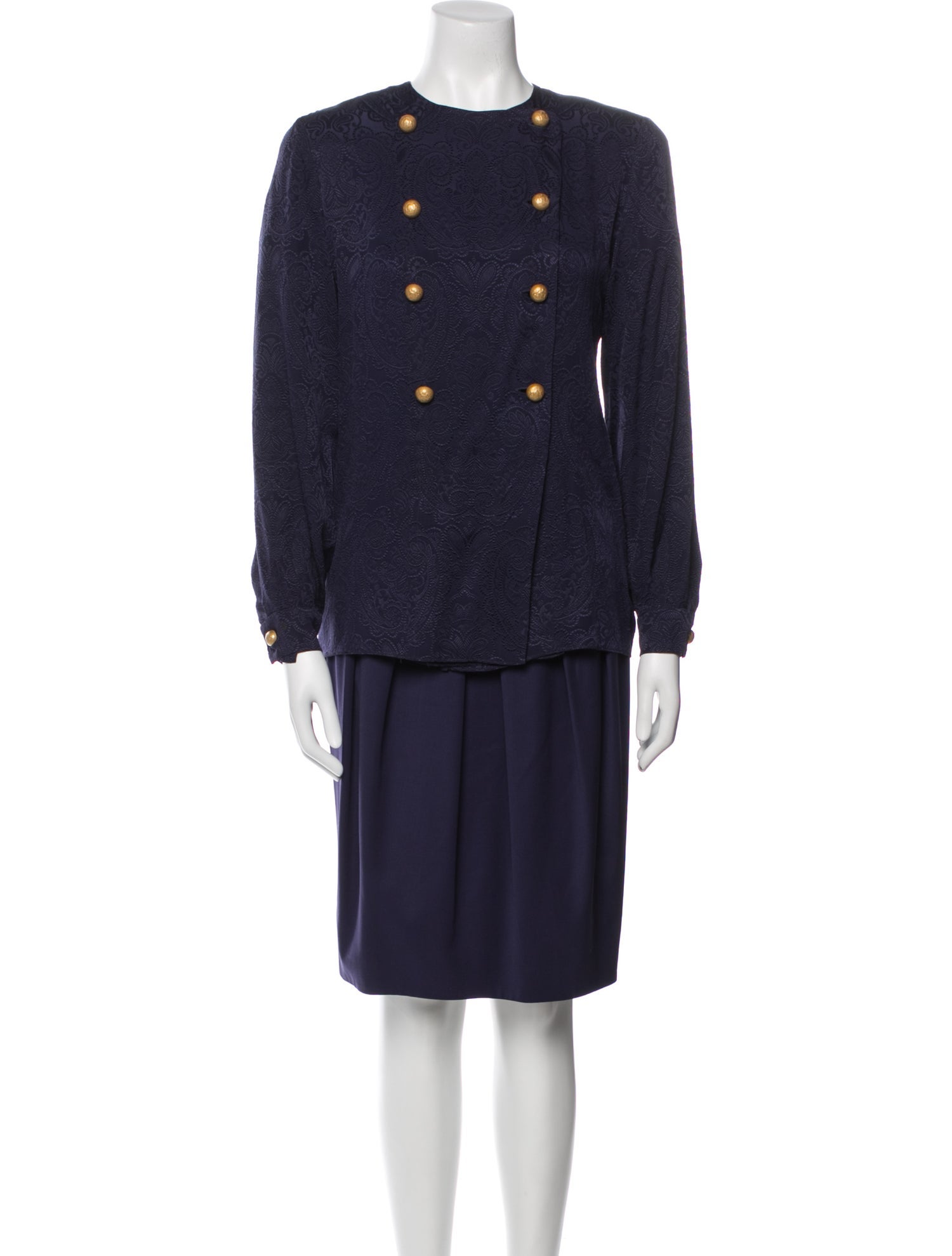 Gloria Sachs Silk Pleated Accents Skirt Set