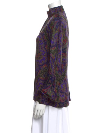 Gloria Sachs Paisley Print Mock Neck Blouse