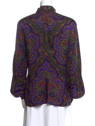 Gloria Sachs Paisley Print Mock Neck Blouse