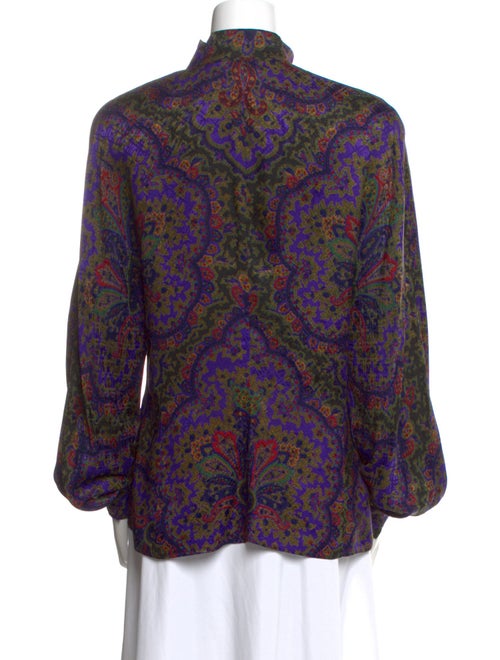Gloria Sachs Paisley Print Mock Neck Blouse