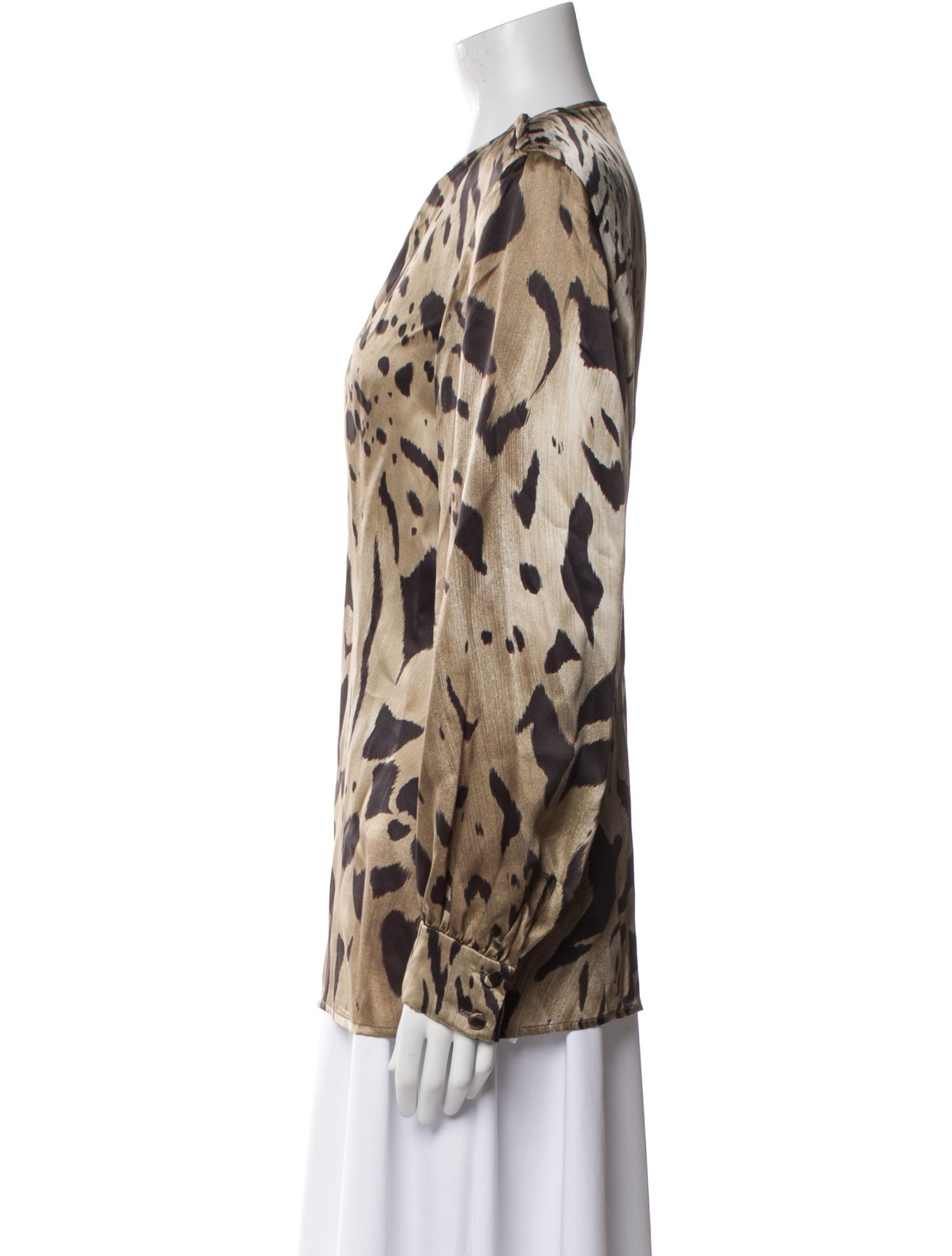 Gloria Sachs Animal Print Scoop Neck Blouse