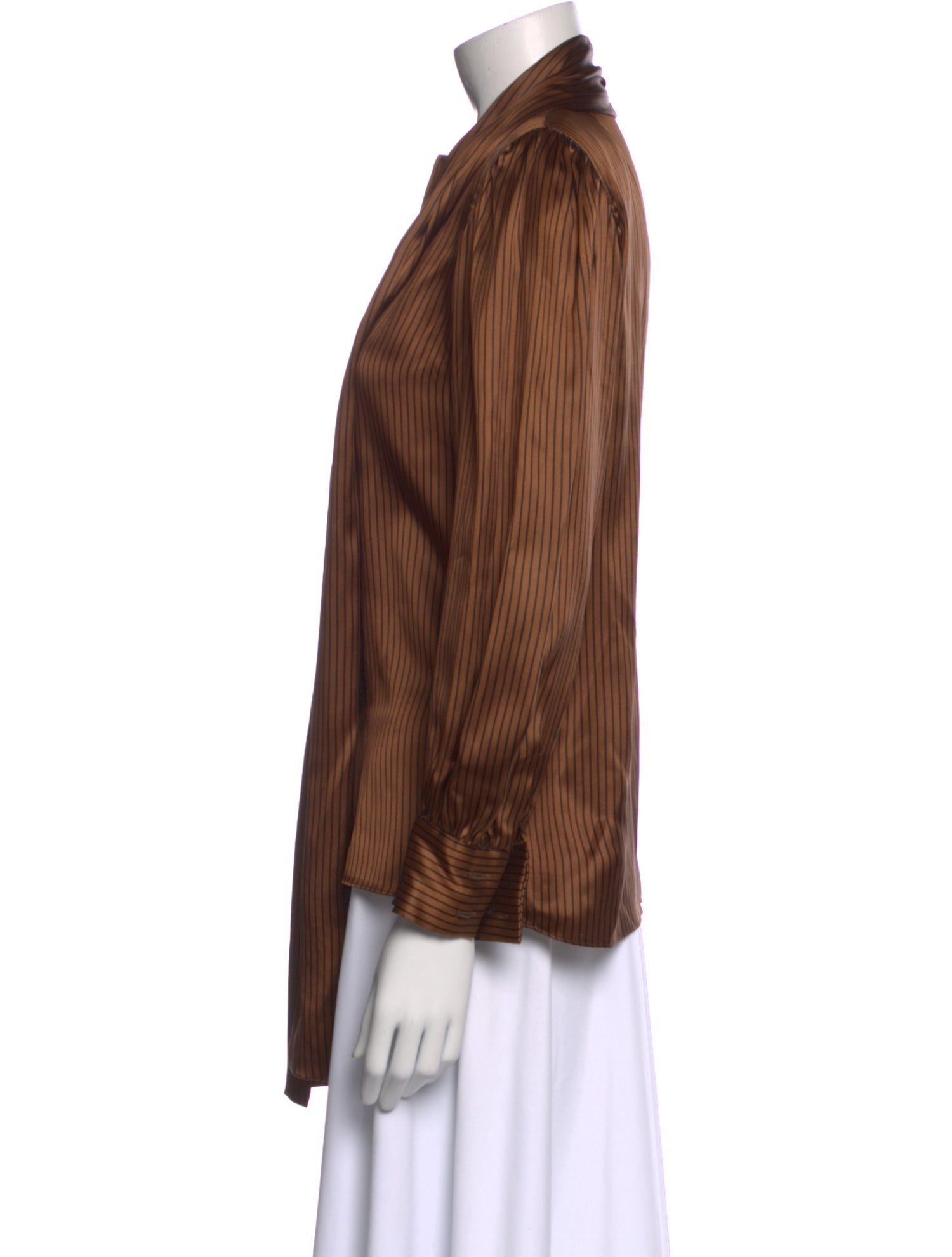 Gloria Sachs Mock Neck Three-Quarter Sleeve Button-Up Top