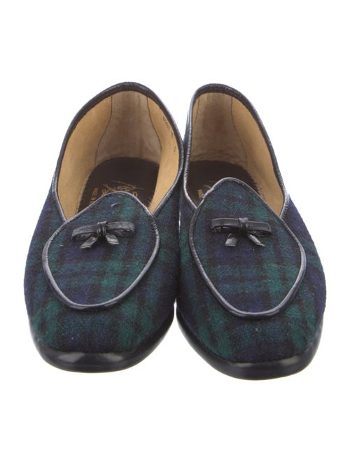 Belgian Shoes Tweed Pattern Bow Accents Loafers