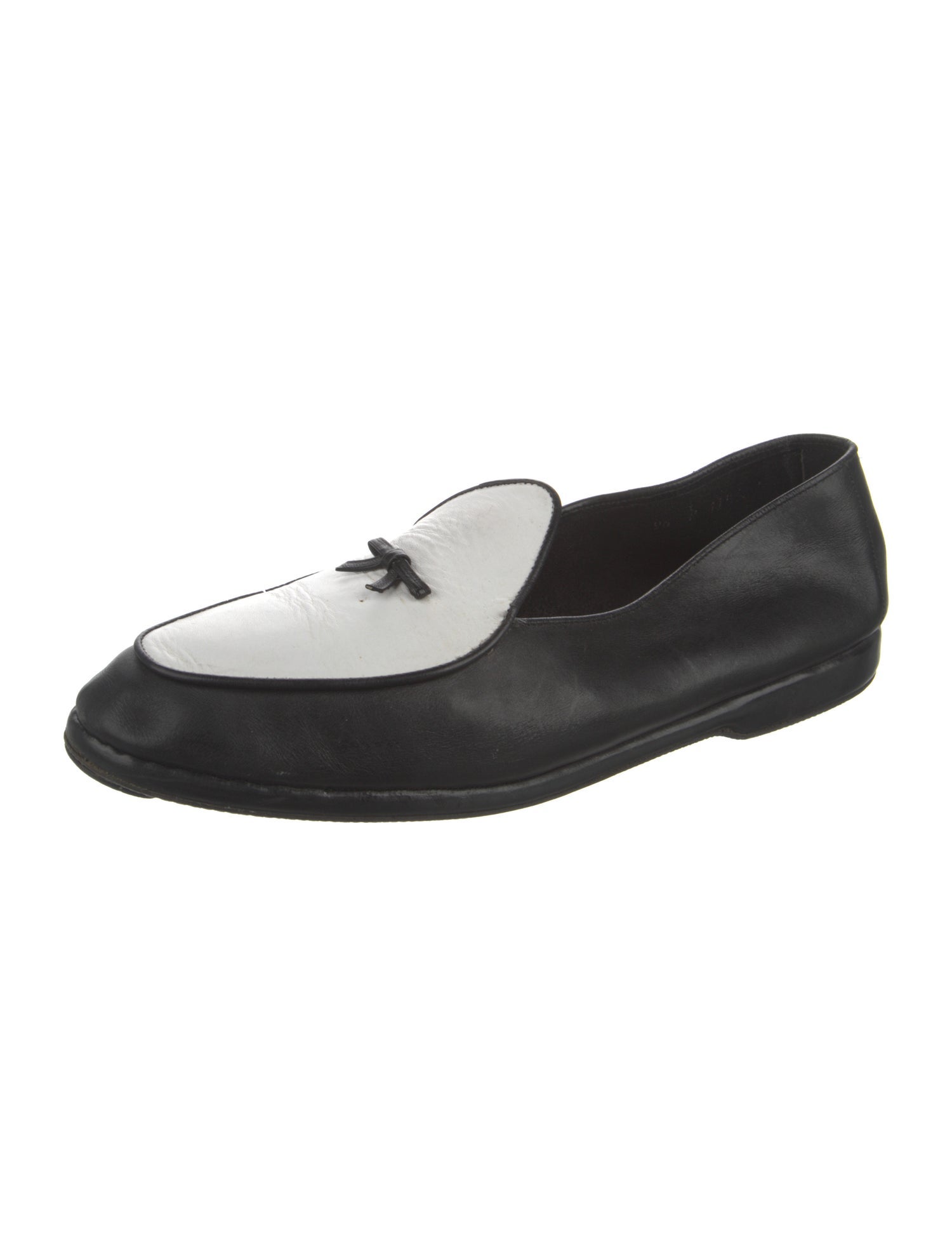 Belgian Shoes Leather Bow Accents Loafers