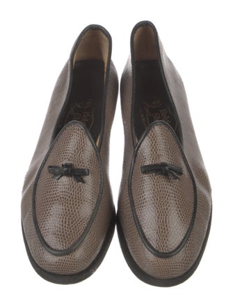 Belgian Shoes Leather Animal Print Loafers