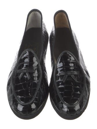 Belgian Shoes Patent Leather Animal Print Loafers