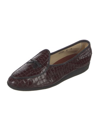 Belgian Shoes Embossed Leather Animal Print Loafers