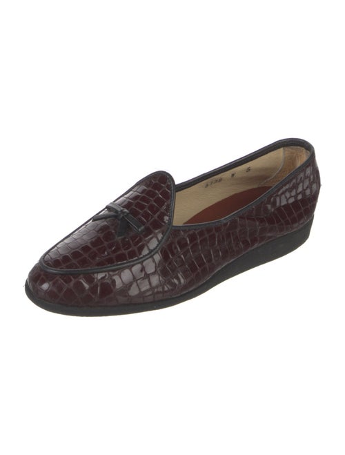 Belgian Shoes Embossed Leather Animal Print Loafers