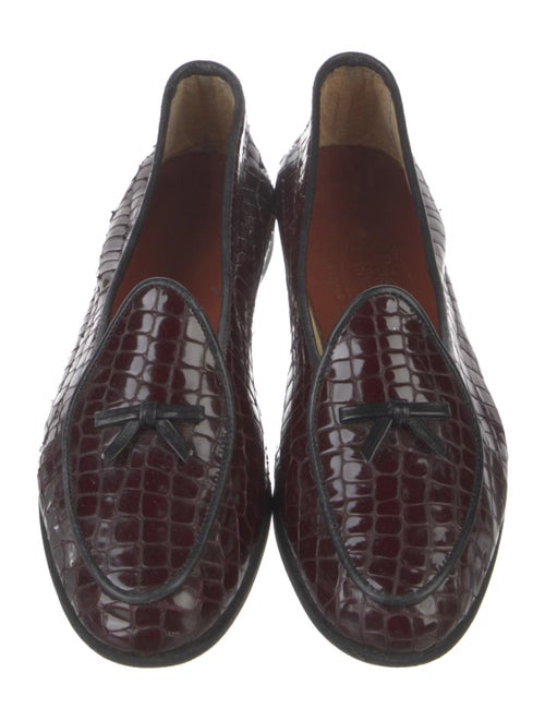 Belgian Shoes Embossed Leather Animal Print Loafers