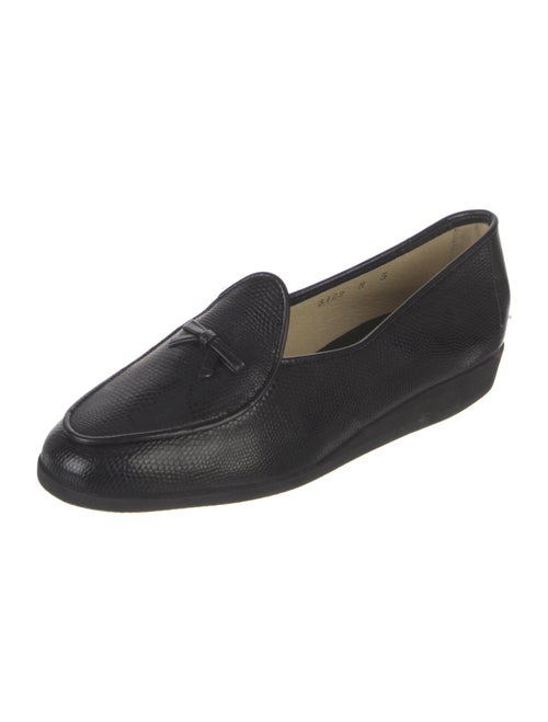 Belgian Shoes Embossed Leather Bow Accents Loafers