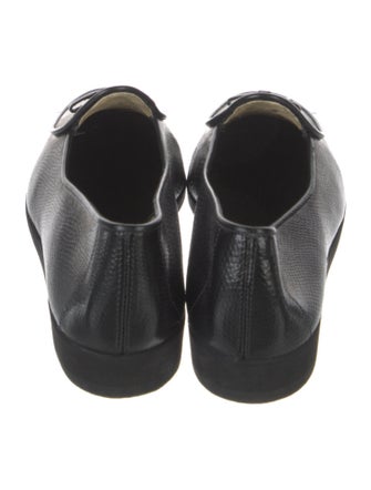 Belgian Shoes Embossed Leather Bow Accents Loafers