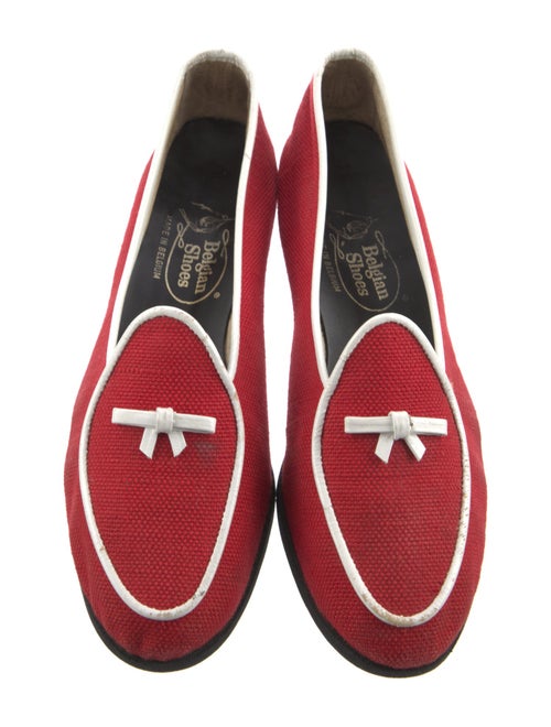 Belgian Shoes Canvas Bow Accents Loafers