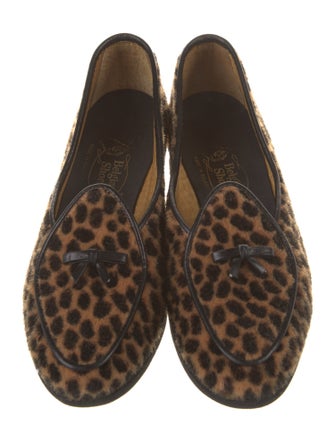Belgian Shoes Ponyhair Animal Print Loafers