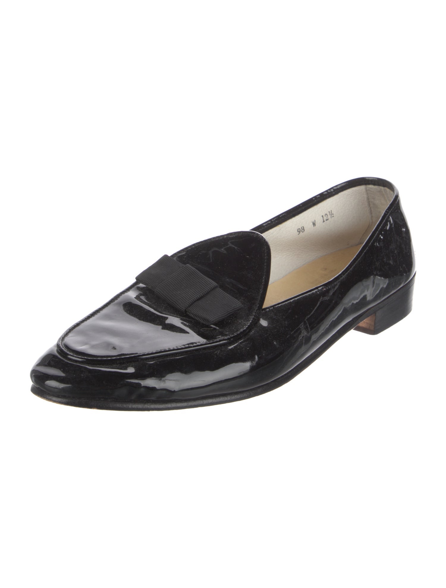 Belgian Shoes Patent Leather Bow Accents Loafers