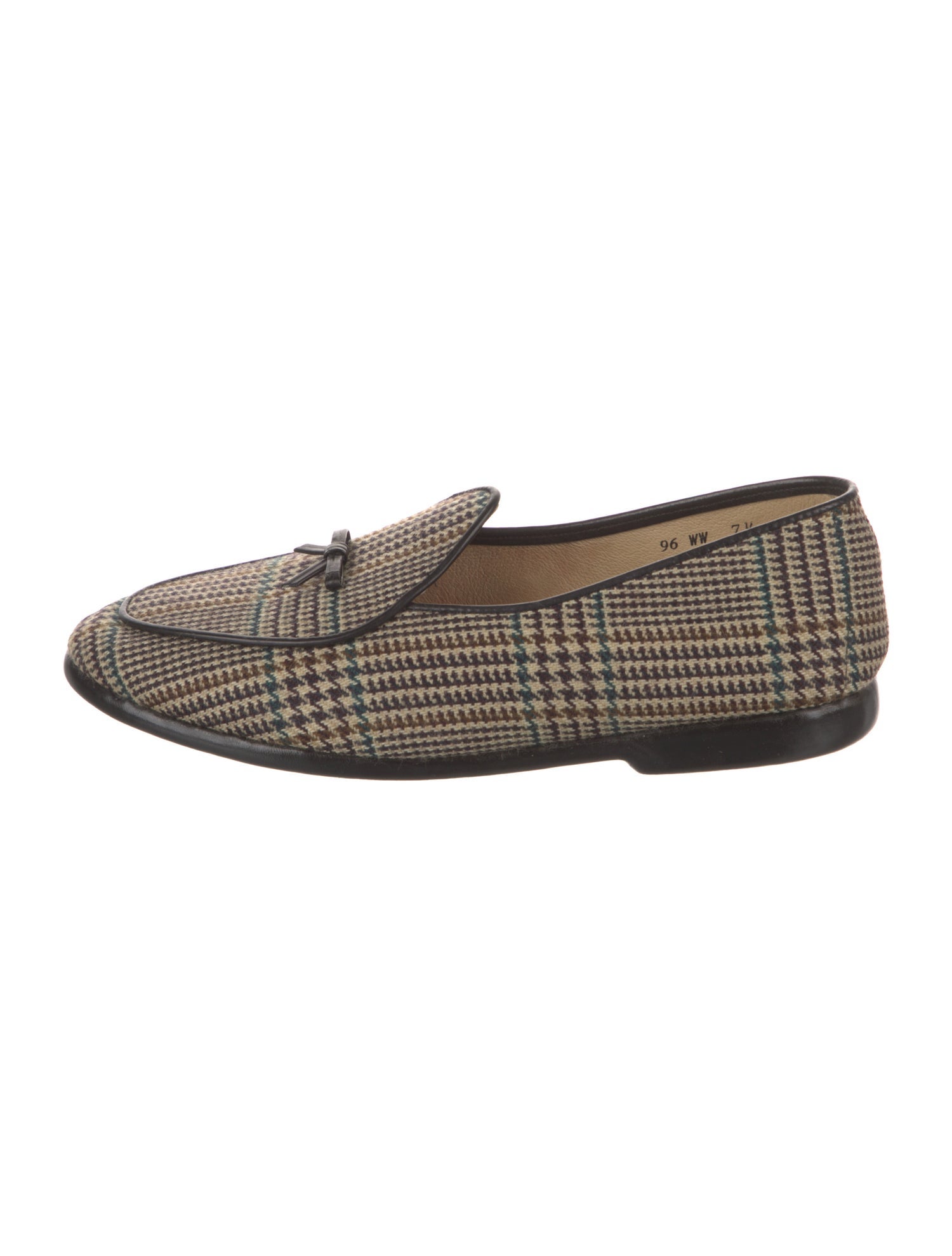 Belgian Shoes Tweed Houndstooth Print Loafers