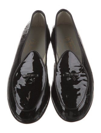 Belgian Shoes Patent Leather Bow Accents Loafers