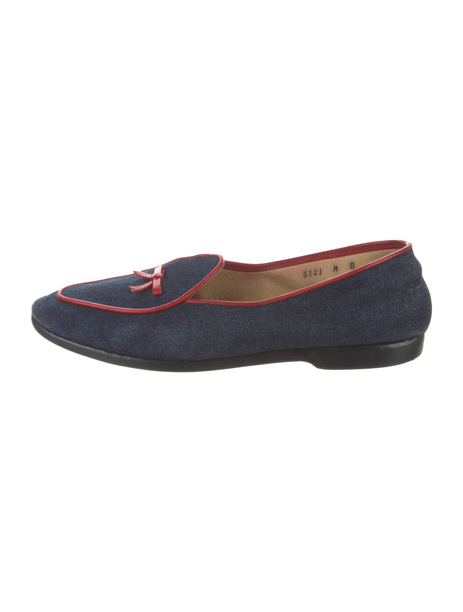 Belgian Shoes Denim Bow Accents Loafers