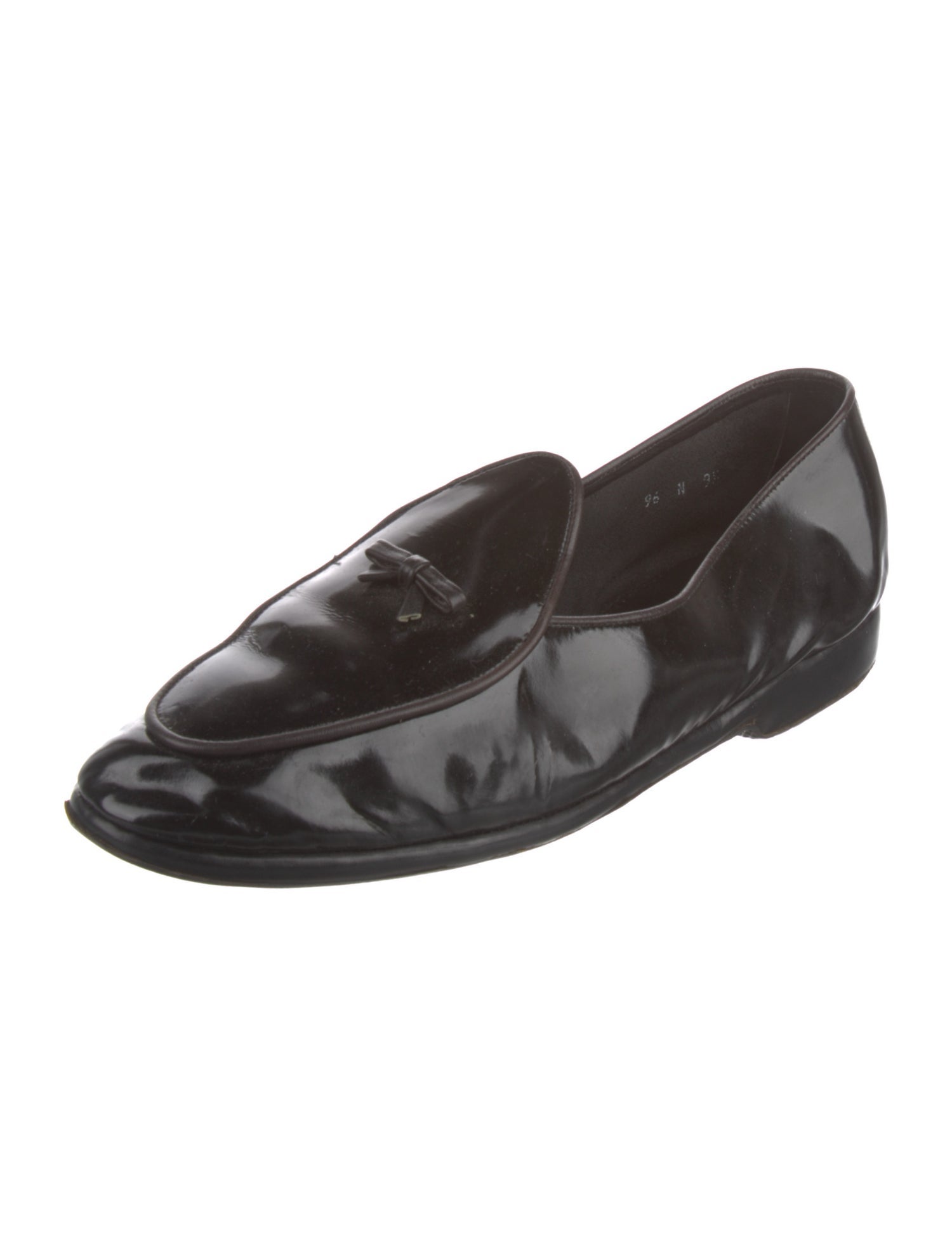 Belgian Shoes Patent Leather Embroidered Accent Loafers