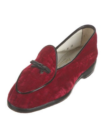 Belgian Shoes Velvet Bow Accents Loafers