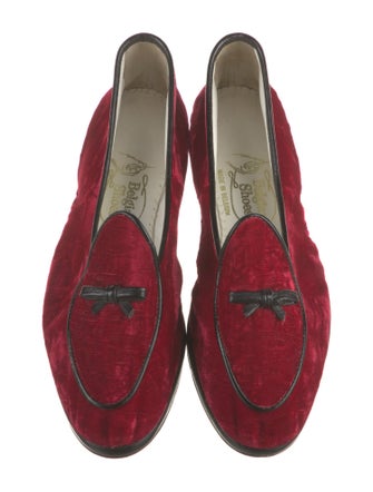 Belgian Shoes Velvet Bow Accents Loafers