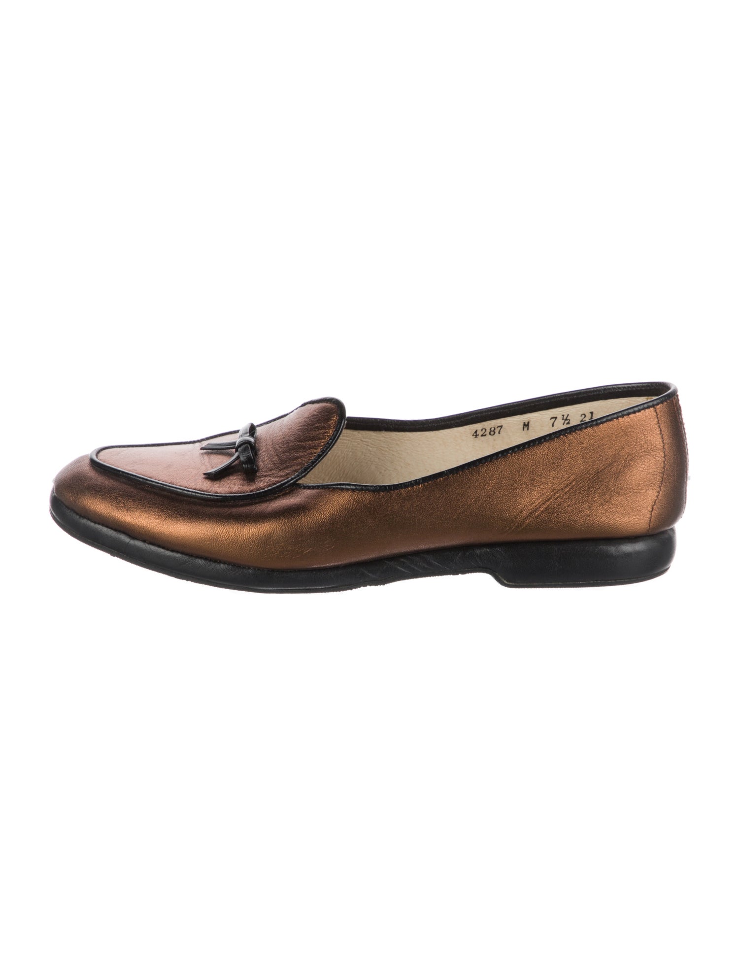 Belgian Shoes Leather Bow Accents Loafers