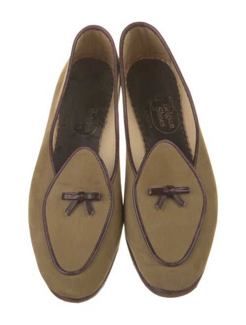 Belgian Shoes Suede Leather Trim Embellishment Loafers