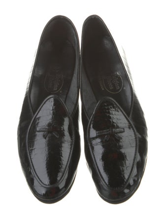 Belgian Shoes Patent Leather Bow Accents Loafers