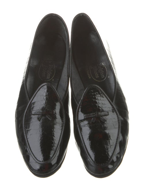 Belgian Shoes Patent Leather Bow Accents Loafers