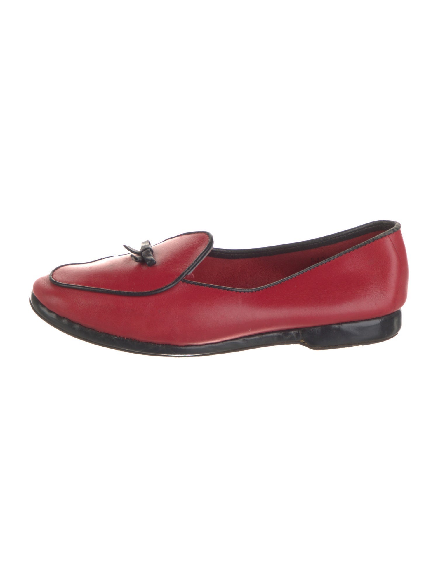 Belgian Shoes Leather Bow Accents Loafers