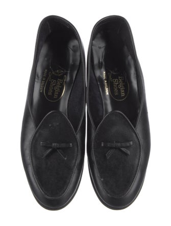 Belgian Shoes Leather Bow Accents Loafers
