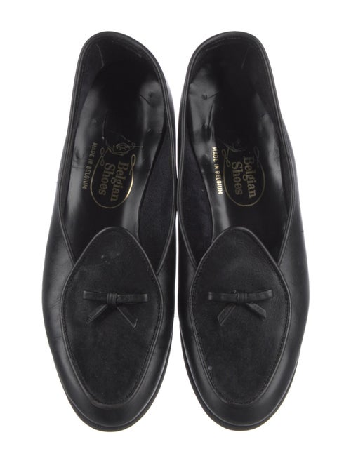 Belgian Shoes Leather Bow Accents Loafers
