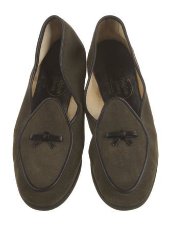 Belgian Shoes Suede Bow Accents Loafers