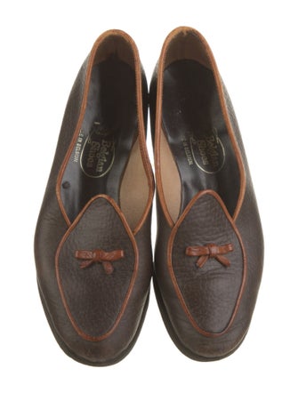 Belgian Shoes Leather Bow Accents Loafers