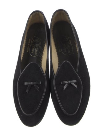 Belgian Shoes Suede Bow Accents Loafers