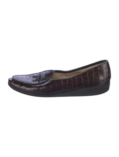 Belgian Shoes Embossed Leather Animal Print Loafers