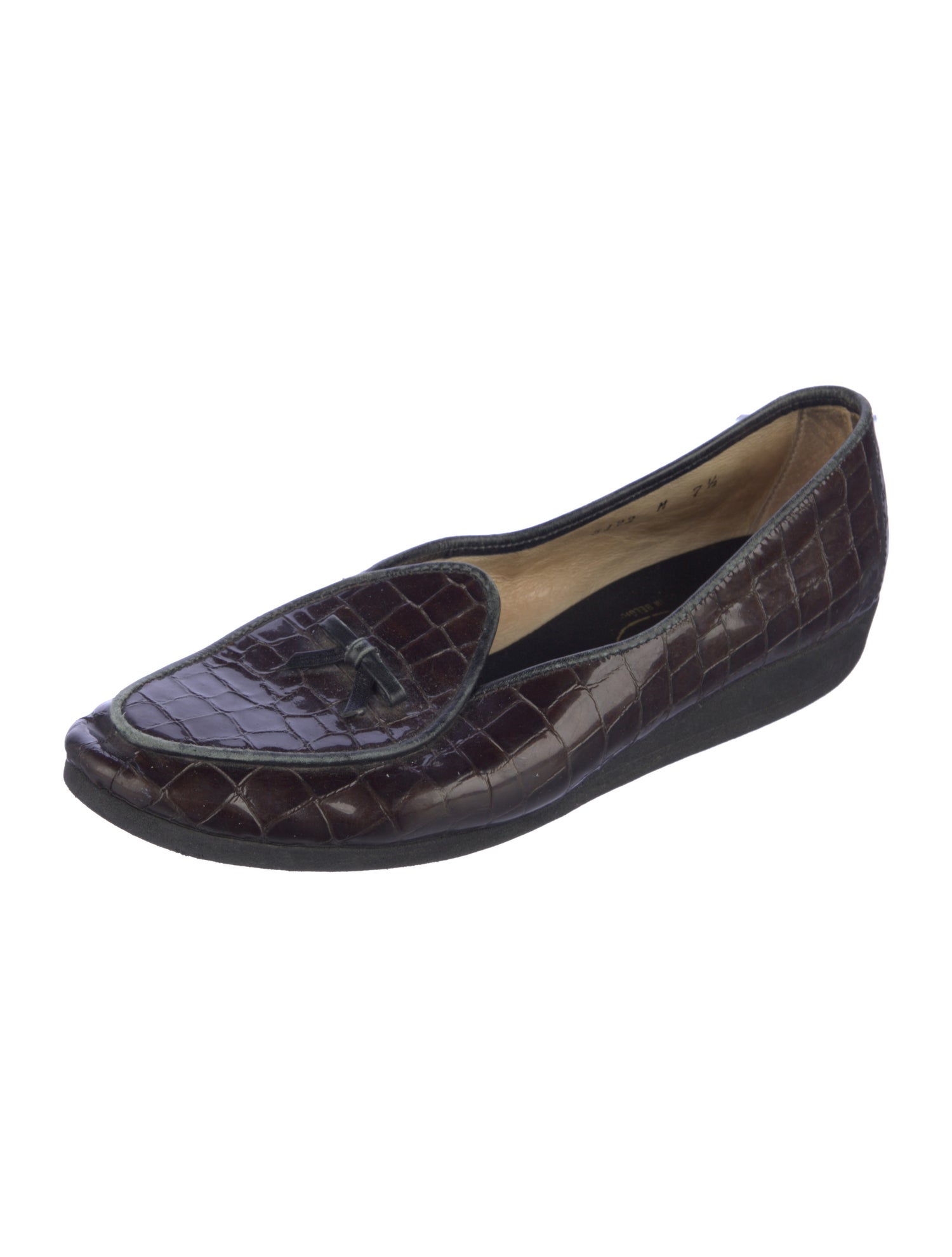 Belgian Shoes Embossed Leather Animal Print Loafers