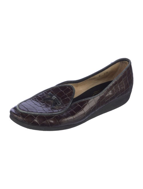 Belgian Shoes Embossed Leather Animal Print Loafers